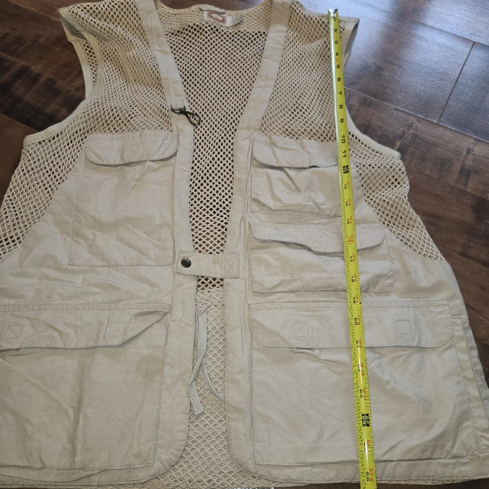 Vintage Safari Fishing Vest Khaki [Large] Pockets Sportsman Outdoorsman Camping